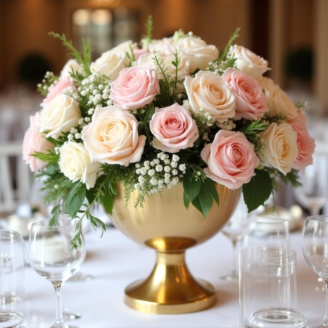 Reception centerpiece at a Beverly Hills venue